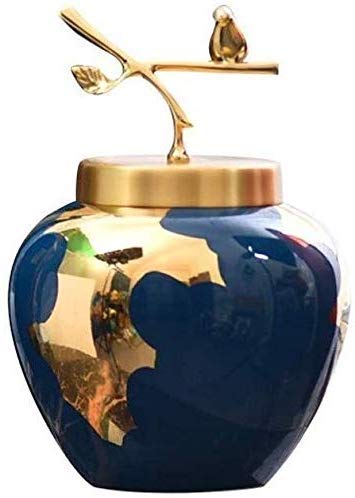 asdchZen Vase Ceramic Living Room Bedroom Fake Flower Gold Blue Color Simulation Large,20Cm*31Cm,20cm*31cm