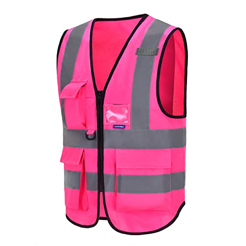 A-Safety Pink High Visibility Safety Vest With Reflective Strips, Multiple Colors Available,X-Large #TOP5