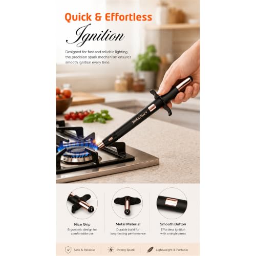 Image of Gas Lighter for Kitchen & Restaurants | Manual Spark Gas Stove Lighter | Regular Size, Easy Grip Handle, Long Lasting, Rust Free Metal Lighter for LPG Stove, Candle, BBQ & Camping