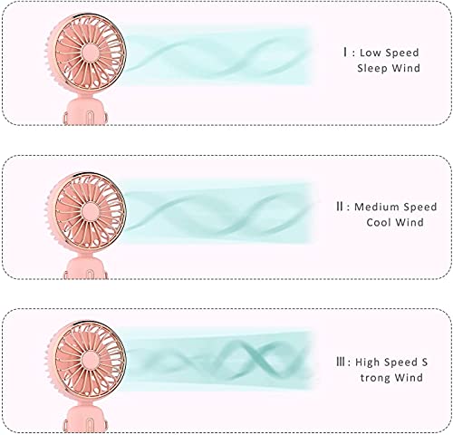 Mini ventilateur portable rose pliable et rechargeable USB à trois vitesses - 4