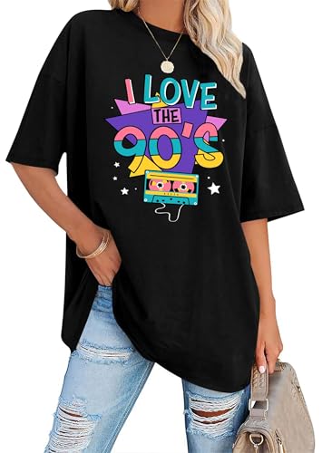 VVNTY 90s T Shirt Women Take Me Back to The 90's Tshirt Summer Retro Graphic 90s Short Sleeve Tops (Black1,M)