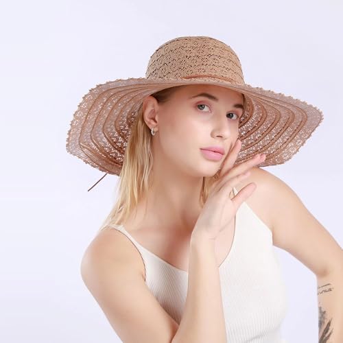Sombrero de playa para mujer con ala ancha y encaje miniatura 5