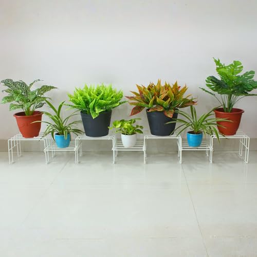 Meshable Moso 7 Tiered Plant Stand for Balcony and Living Room Made with Metal, Elegant Design and Rust Free Decorative Pot Stand for Indoor & Outdoor – White (Set of 1) Meshable Moso 7 Tiered Plant Stand for Balcony and Living Room Made with Metal, Elegant Design and Rust Free Decorative Pot Stand for Indoor & Outdoor – White (Set of 1)