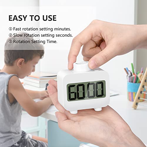 Kitchen Visual Digital Timer, Rotating Mute Timer For Kids And Adults Timers For Cooking, Study, Exercise, Bathroom, Productivity's Time Management Tool White #TOP2