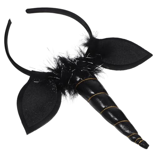 Didiseaon Diadema Unicornio Negra Ligera para Accesorio para Fiestas y Cosplay Tocado Divertido y Antideslizante para Cumpleaños y Fotos Memorables