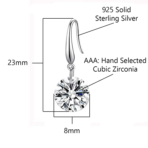 Savlano 925 Solid Sterling Silver Round Cubic Zirconia Dangle Drop Earrings For Women - Made in Italy Comes With Savlano Gift Box3