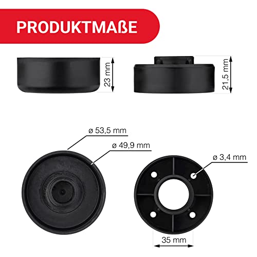 LouMaxx Möbelfüße höhenverstellbar– Füße für Möbel Ø 53,5 mm aus Kunststoff – Hochwertige Möbelerhöhung zum Kleben oder Schrauben – 4er Set Gleitfüße in Schwarz inkl. Montagematerial