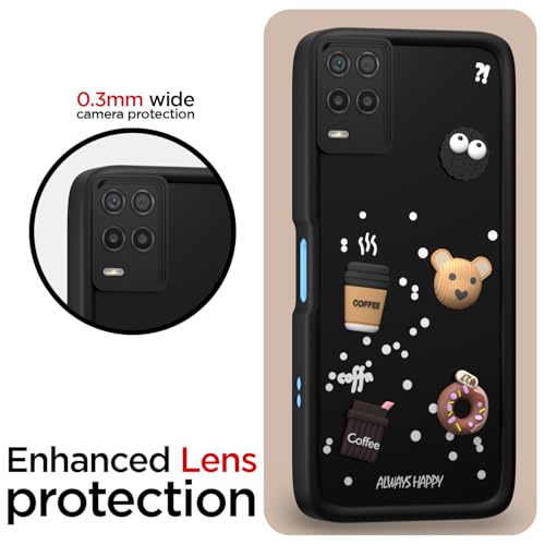 Image of Pikkme Back Cover for Realme 8 4G / 8 Pro | Cute Fun Cartoon 3D Bear Silicone Full Body Protection Bumper Cover (Black)