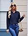Zeagoo Button Down Blouses for Women Dressy Casual Trendy Shirts Bust Pocket Work Long Sleeve Summer Clothes Fashion Z-Blue