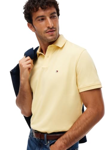 Image of Tommy Hilfiger Men's Short Sleeve Polo Shirts in Classic Fit with Stretch and Organic Pique Cotton