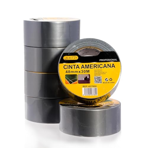 Home Universal® Cinta Reparación Americana Plateada, Cinta Adhesiva Embalaje Precinto, Pack de Cintas Artes, Manualidades, Recambio, Etiquetado Codificación (48mm x 30M (6PCS))