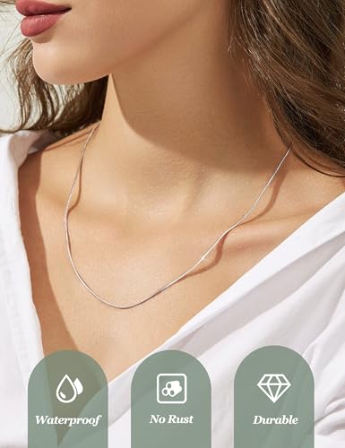 LOLIAS 2Pcs Stainless Steel Chain Necklace for Women - 1mm Thin & Strong Silver Chain Necklace - Hypoallergenic Snake Box Necklace, 16 18 20 22 24 28 30 Inch2