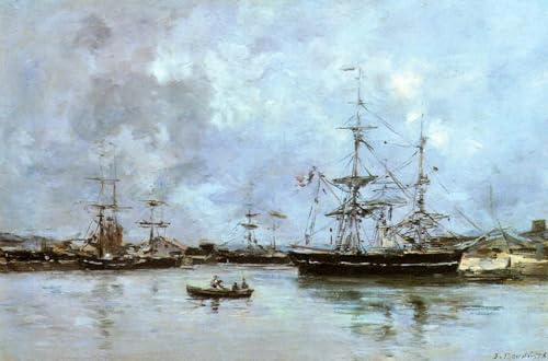 DTAUPREB Pintura por números para adultos y niños, Port Eugene Boudin, kit digital de pintura al óleo sobre lienzo decorativo