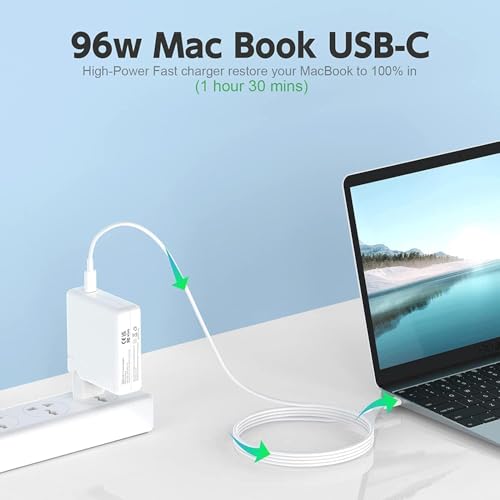 Image of 96W USB C Charger for Ma /Book Pro 16, 15, 14, 13 inch 2025 2024, 2023, 2022, 2021, M4 M3 M2 M1 Ma /Book Air, USBC Laptop Power Adapter (AP 96W Type C)
