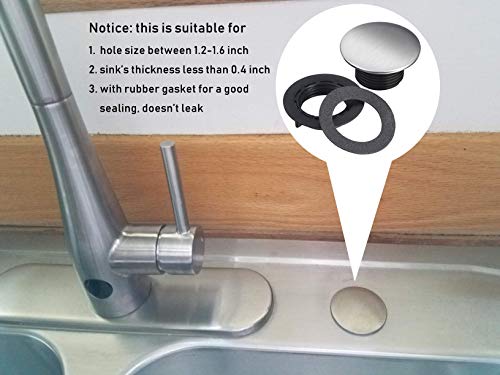 Onwon 2 Pieces Kitchen Faucet Hole Cover Sink Tap Hole Cover Brushed Stainless Steel, 1.2 To 1.6 Inch In Diameter #TOP2