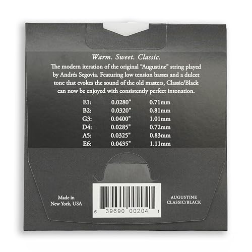 Cordes guitare classique Augustine Classic Black en nylon basse tension - Pack de 2 jeux complets - 2