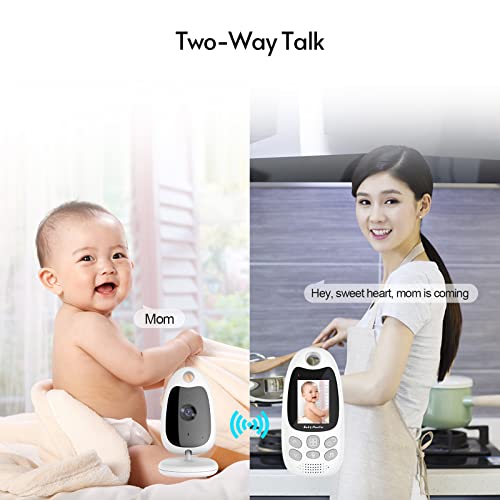 Qican Monitor de bebê sem fio Câmera digital Monitor de vídeo para crianças com tela LCD de 2,0 pole