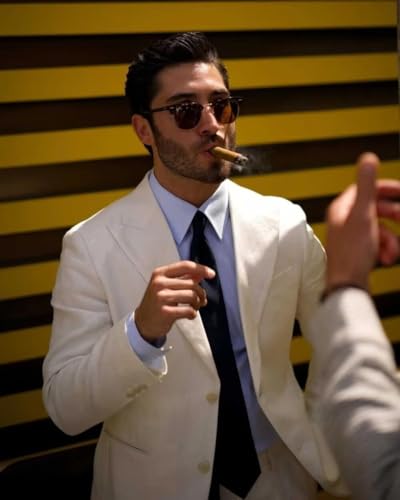 2 Piece Linen Suits for Men Summer Beach Wedding Suit Groomsmen Prom Casual Tuxedo Blazer Jacket Pants MCM184