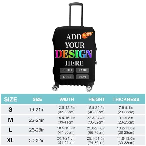 Custom Luggage Cover, Personalized Elastic Luggage Cover Protector with Photo Text Name,Customized Luggage Covers with Double-Sided Printing for Travel Business (S(18-21inch))2