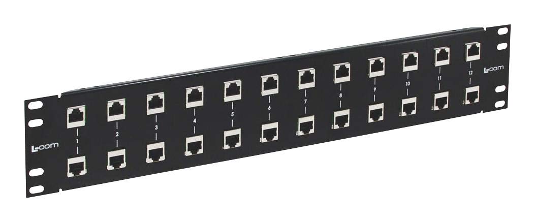 L-Com Global Connectivity - RMSP-CAT6T-12 - 19 Rack 12-Port Gas Tube CAT6 Lightning Protector