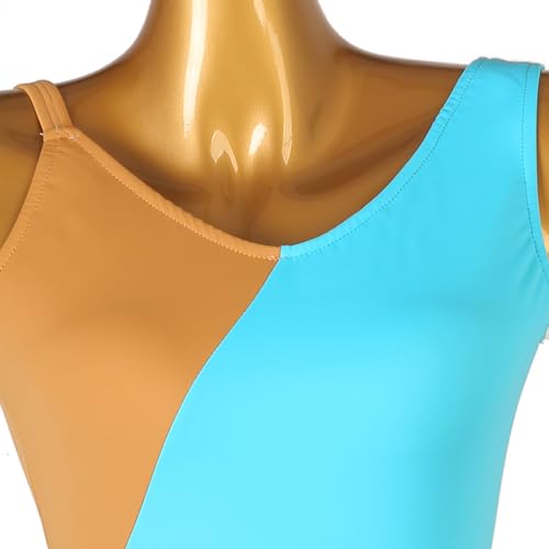 Vestido de patinação artística azul gradiente sem mangas com diamantes para desempenho de competição