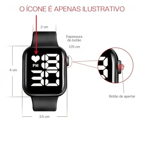Relogio Digital Infantil Prova D Agua Led Menino Menina Masculino Feminino Criança (Branco)