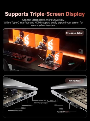 Image of 2026 AMD Gaming Laptop with AMD Ryzen 7 7735HS Processor (8C /16T, Up to 4.75GHz) 16 Inch FHD Screen Laptop Compute 16GB RAM 512GB ROM Windows 11 Laptop, HDMI, WiFi-6, Type-C, Webcam, Backlit Keyboard