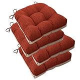 ELFJOY Chair Cushions for Dining Chairs Set of 4 Office Chair Cushion 18x18x3 Inches Kitchen Chair Pads Soft and Comfortable Seat Cushion with Ties and Non Slip Backing (Rust)