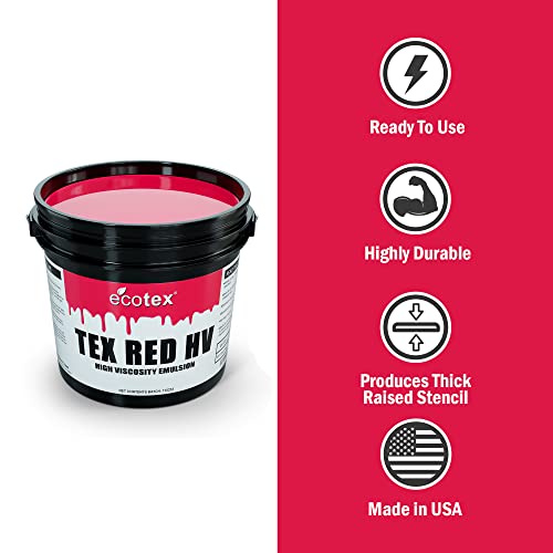 Ecotex® Tex Red Hv Emulsion (Pint - 16Oz.) - High Viscosity Pre-Sensitized Screen Printing Emulsion, For Plastisol And Uv Inks, Silk Screens, Textiles, And Fabric - Screen Printing Supplies #TOP2