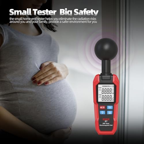 BSIDE K7 EMF Messgerät Strahlungsdetektor Messgerät für Elektromagnetische Felder Großem LCD Hintergrundbeleuchtung Handheld EMF Tester mit Taschenlampe Ghost Hunting Detektor für Zuhause/im Freien