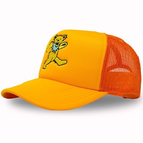 Image of Ripple Junction Grateful Dead Snap Back Structured Trucker Hat Embroidered Dancing Bear Steal Your Face Officially Licensed