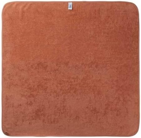 Bath towel with hood in plain terry cloth 100 x 100 cm and application duck Edda Lou and rainbow,