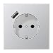 Produktbild Jung AL1520-18A-L SCHUKO-Steckdose mit USB Typ A (max. 3A) Quick Charge mit erhöhtem Berührungsschutz (lackiertes Metall) Aluminium Serie LS