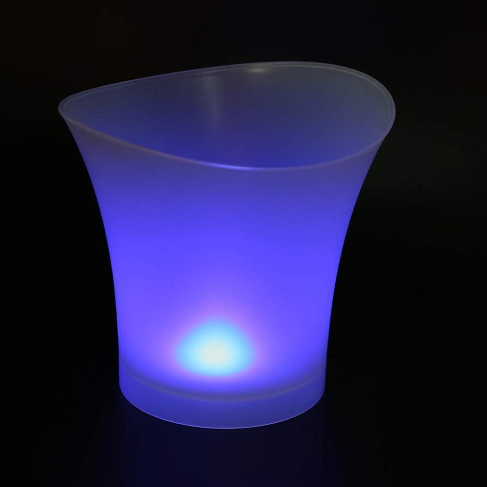 Ice Bucket， 5L Large Capacity Wine Cooler Led Waterproof with Colors Changing,Retro Champagne Wine Drinks Beer Bucket,for Party,Home,Bar,etc (batteries not include)