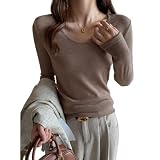 [nana for 7] Vネック セーター レディース ニット トップス 長袖 インナーシャツ ゆったり カットソー 柔らかい ふわふわ 着痩せ おしゃれ無地 カジュアル シンプル 通勤 春 夏