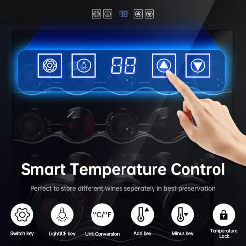 Image of KingChii 45 Bottle Wine Cooler Refrigerator Freestanding Wine Fridge - Intelligent Digital Control, Low Noise Professional Compressor, Tempered Glass for Home, Kitchen, or Office