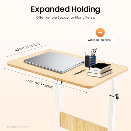 Table mobile ordinateur réglable 70-90 cm blanche avec freins