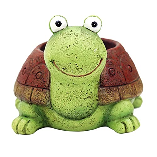 Linda Tortuga Maceta Animal Resina suculento sampter Escritorio Mini Ornamento jardín decoración (Color : A) Cover