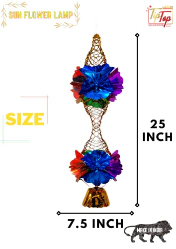 Image of Classic Metallic Folding Paper Hanging Lamps Chandeliers Garland (Multicolor) (Sun Flower Lamp, 12 Pieces)