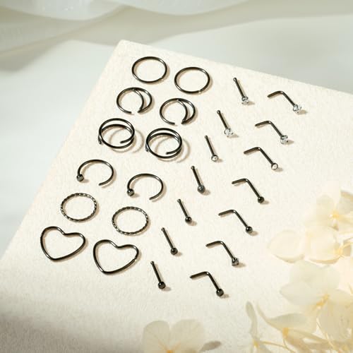 TOKRING 20G Nose Rings Hoops Nose Rings Studs for Nose Piercings Surgical Steel Nose Piercing jewelry for Women Men2