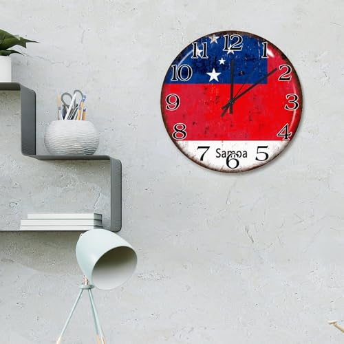 Horloge ronde drapeau Samoa 38cm silencieuse pour salon - 3