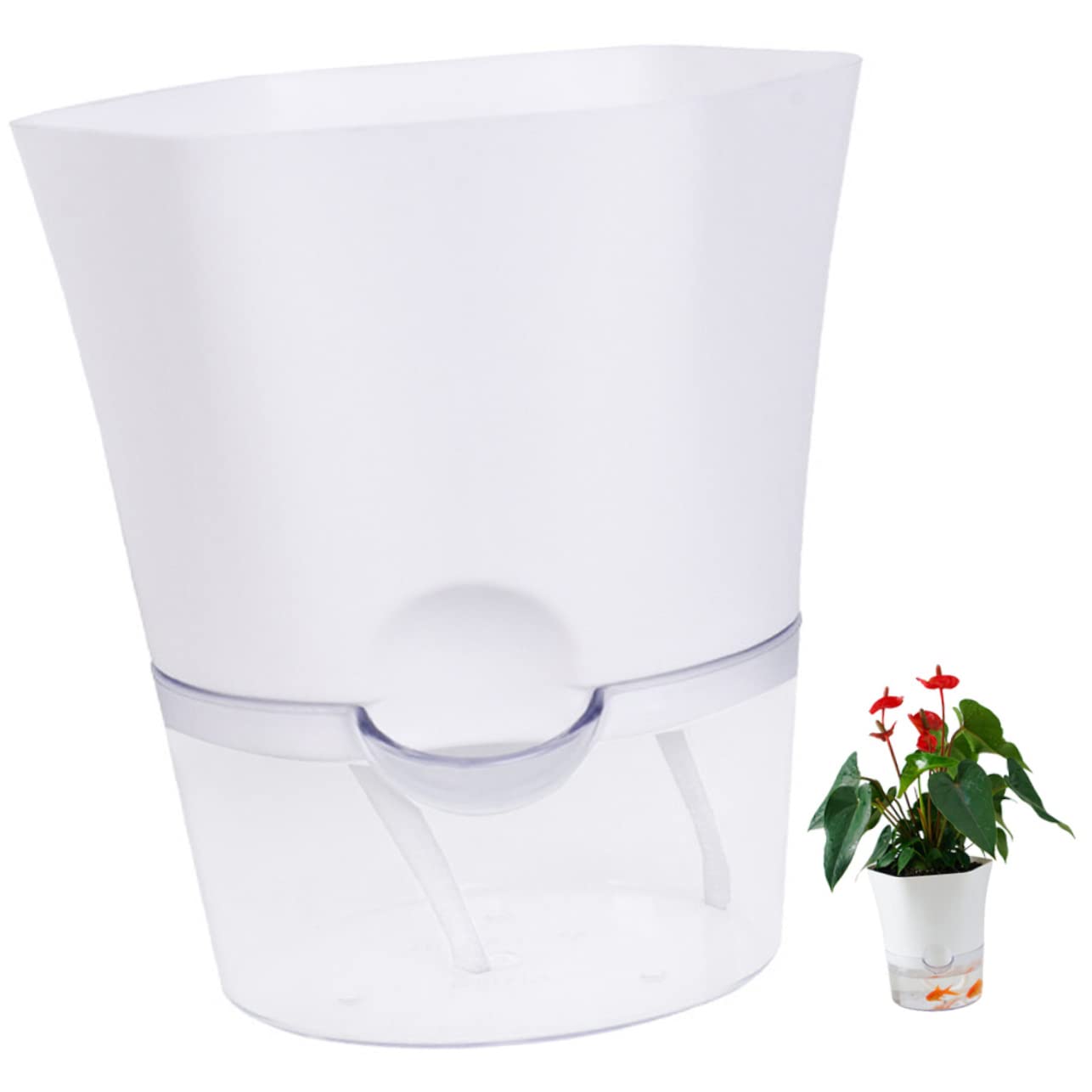 ibasenice 2 Pièces Pot de Fleurs Auto Arrosant Transparent Plastique Pot Plantes Intérieur Décoration Moderne pour Maison et Bureau Maintien de Humidité Sol