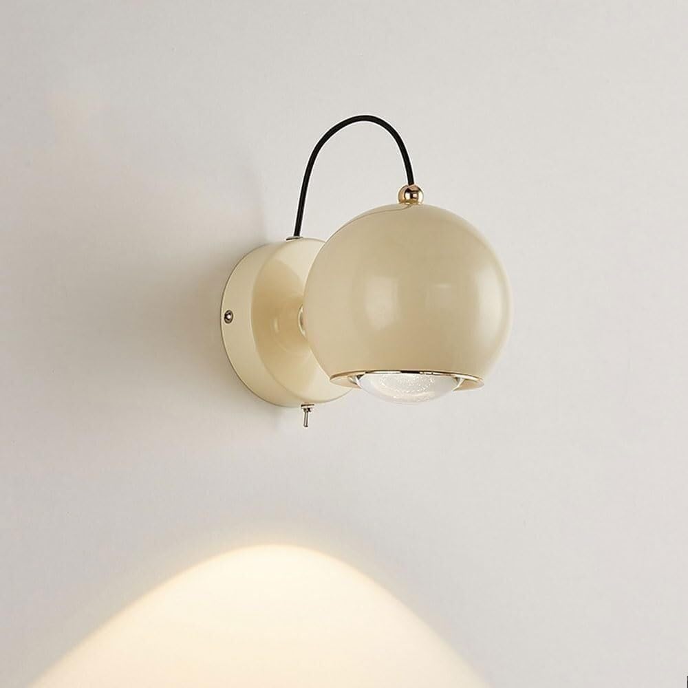 Lampe de lecture murale crème pour lit et bureau avec abat-jour en verre transparent