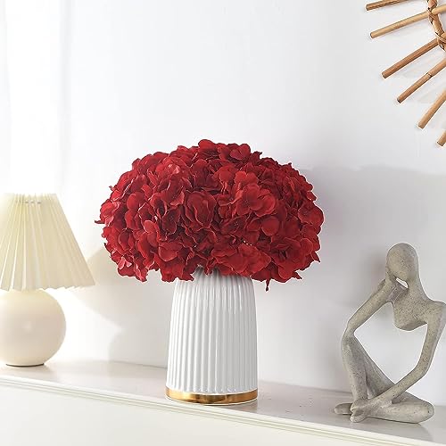 Image of Artificial Real Touch Faux Flower for Vases Fake Flower with Stems Height 13'' Length 7'' 3 pcs for DIY Bouquets Centerpieces Floral Party Tables Home Decorations (RED)