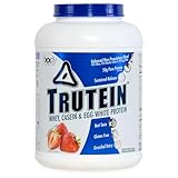 Body Nutrition Trutein High Protein Powder: 45% Whey, 45% Casein, 10% Egg White, Gluten-Free, Low Sodium, Grass Fed Whey Protein Powder, Gym Supplement & Breakfast Shake, Strawberries & Cream, 4lb