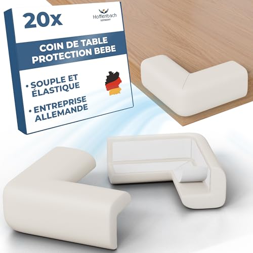 Hoffenbach 20x Protection pour Bébé – Coussin de Sécurité en Mousse Adhésive pour Angles de Table, Meubles, Bureau et Étagères – Protège-Tête pour...