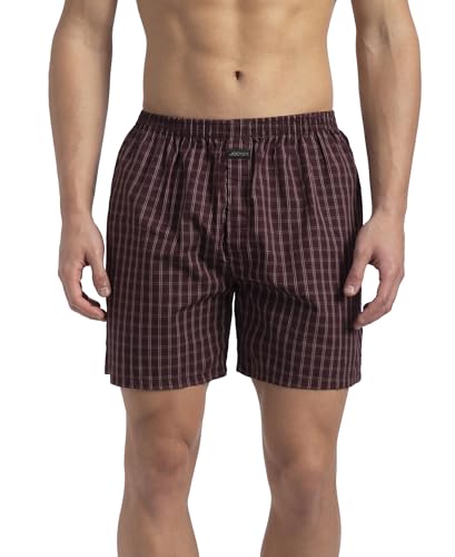 Image of Jockey 1222 Men Super Combed Mercerized Cotton Woven Checkered Boxer Shorts with Back Pocket (Pack of 2, Colors & Prints May Vary)