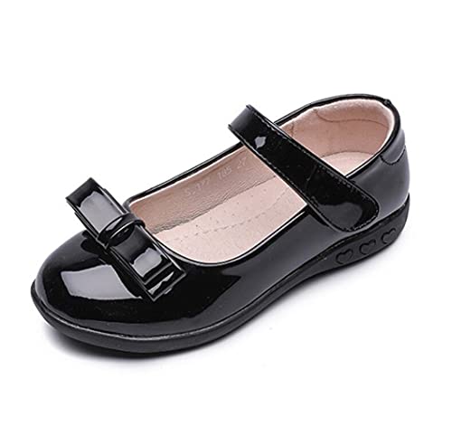 Girl's Casual Mary Jane Flat School Uniform Front Bow Princess Dress Shoes Kids Oxford