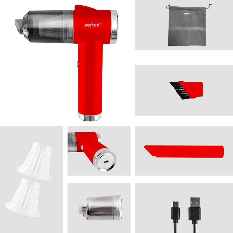 Vortex Aspirateur à Main sans Fil Pliable LED Crc90 Rouge