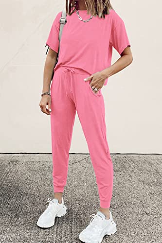PRETTYGARDEN Women's Two Piece Sets 2025 Summer Spring Jogger Pants Travel Vacation Lounge Outfits Airplane Matching Clothes